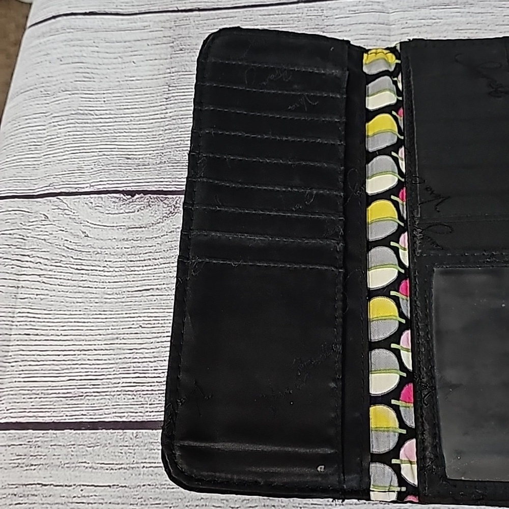 Vera Bradley wallet. Black/pink/cream/green/gray - Picture 8 of 9